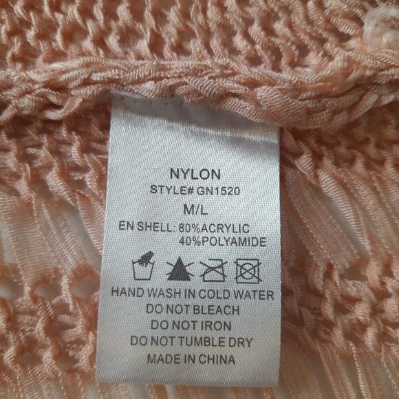 Nylon Apparel Size M/L Short Sleeve Stretch Sheer Crochet Cover Up Relaxed Fit - Picture 8 of 8